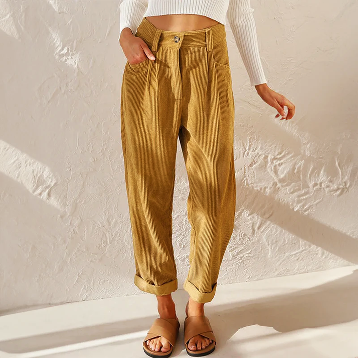Luca | Women's Wide Leg Pants High-Waist Ribbed Texture