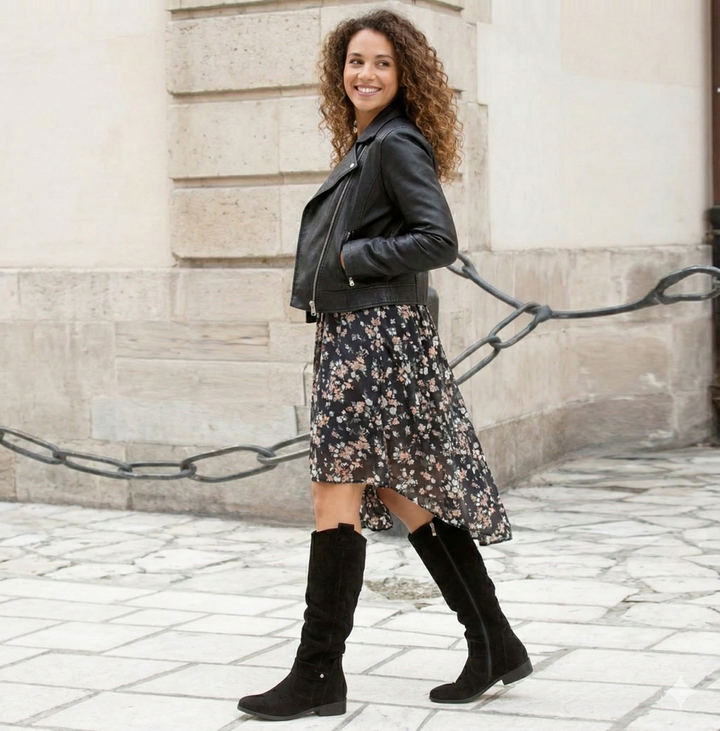 Chiara | Slouch Knee-High Boots with Block Heel for Women