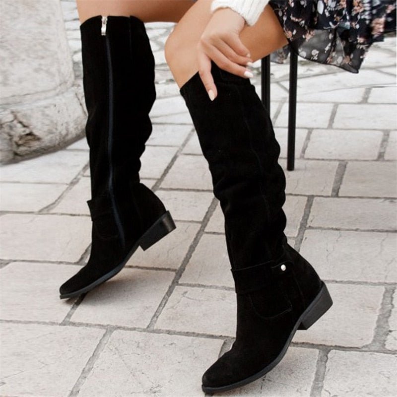 Chiara | Slouch Knee-High Boots with Block Heel for Women