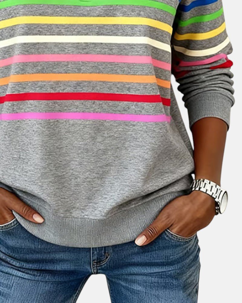 Nadalise | Striped Quarter-Zip Sweater with Long Sleeves for Women