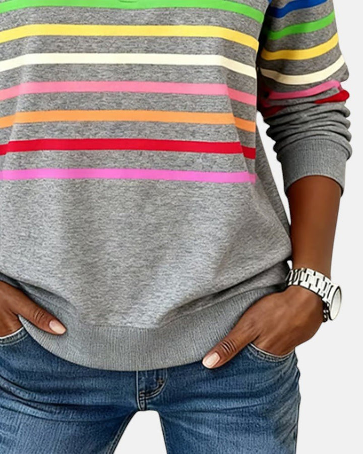 Nadalise | Striped Quarter-Zip Sweater with Long Sleeves for Women